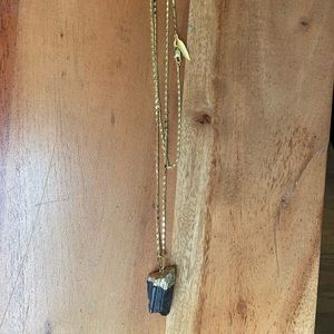 Obsidian gold plated necklace
